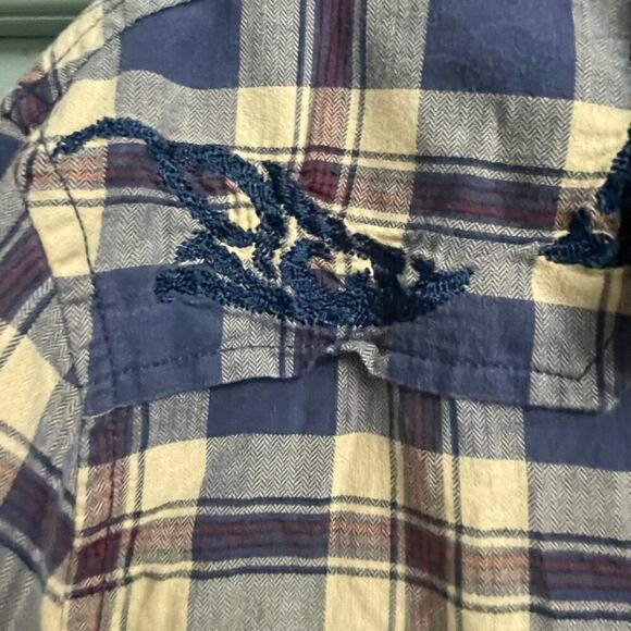 Guess Mens XL Plaid Black Pearl Snap Long Sleeve Western Style Shirt Embroidered - Picture 6 of 8